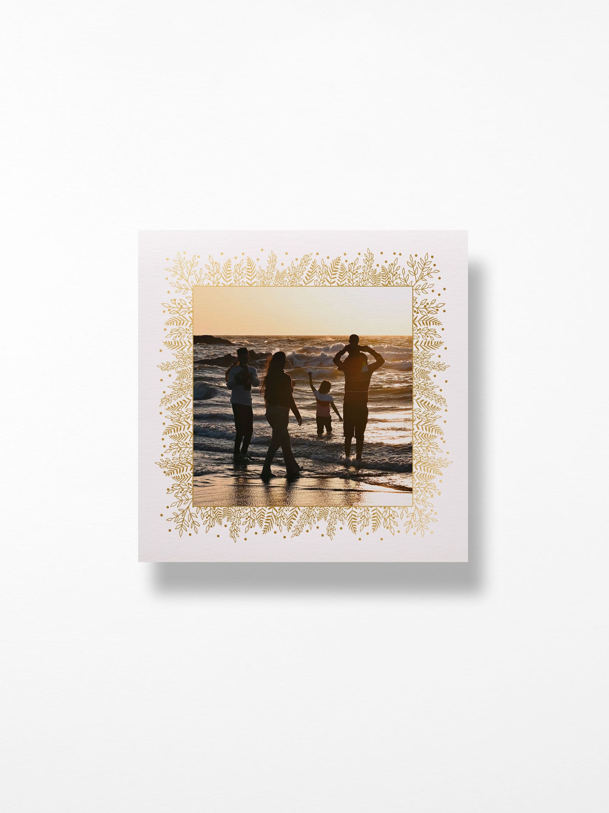 Gold Foiled Holly Spray Border Square