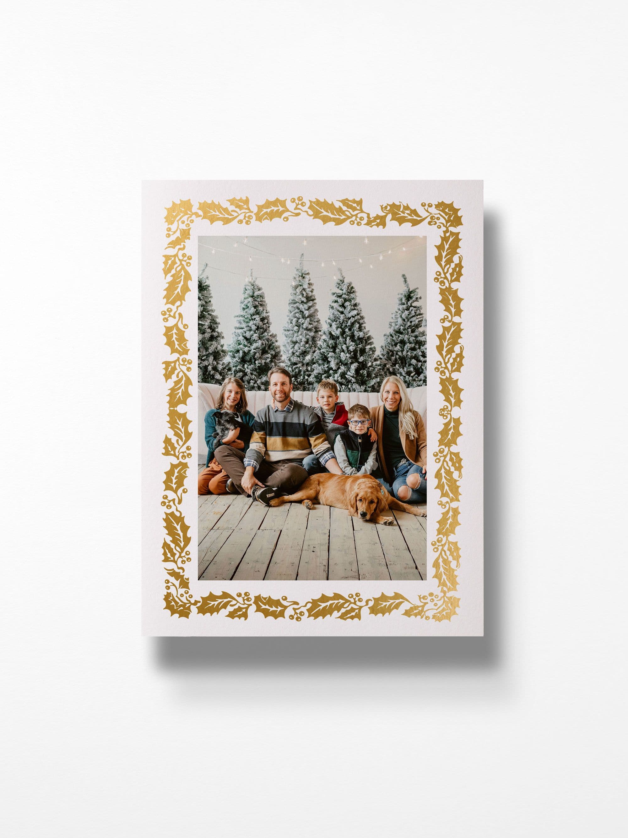 Gold Foiled Holly Border Portrait