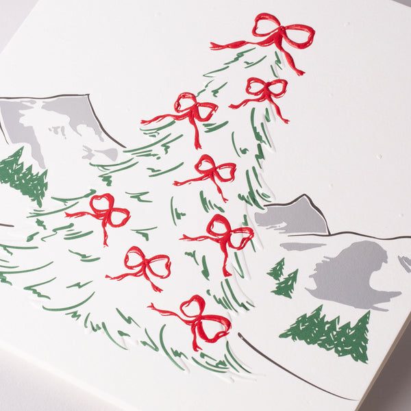 Ribbon Tree Christmas Cards Personalised